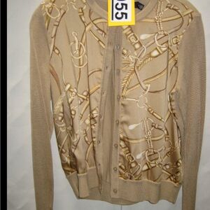 Polo Ralph Lauren Tan Chain Print Cardigan